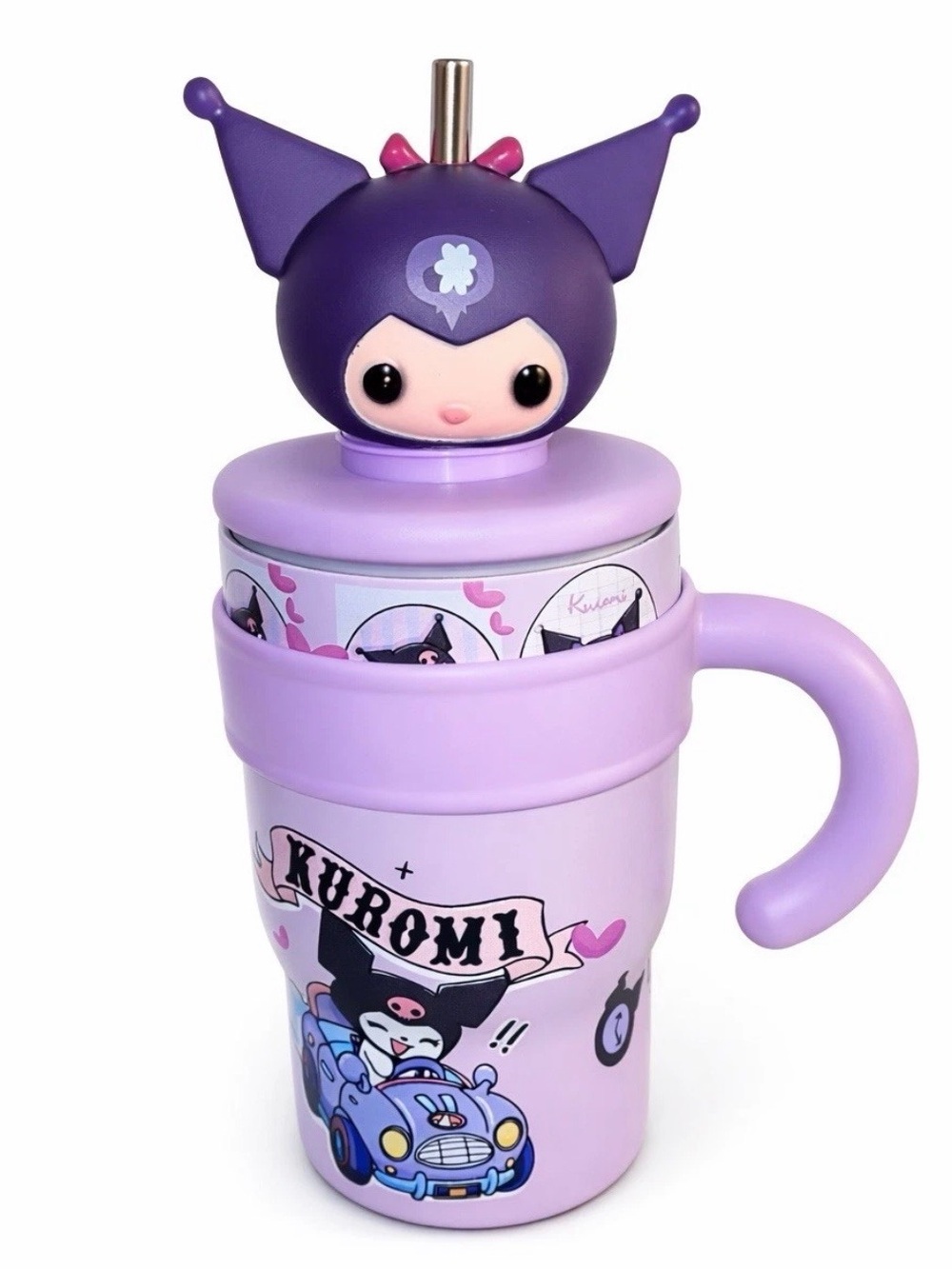 New Kuromi 20 oz Thermal Cup with Straw Lid & Handle